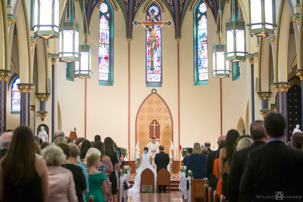 wedding ceremony at Assumption Church in Morristown