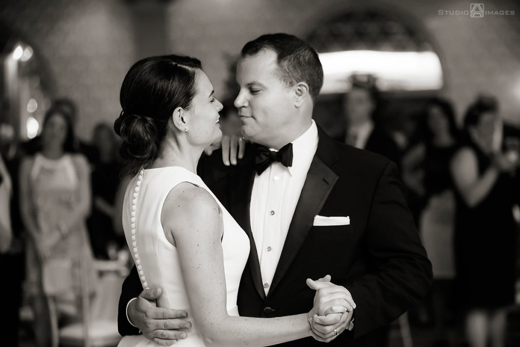 bride and groom dancing during the wedding reception at The Madison Hotel in Morristown wedding