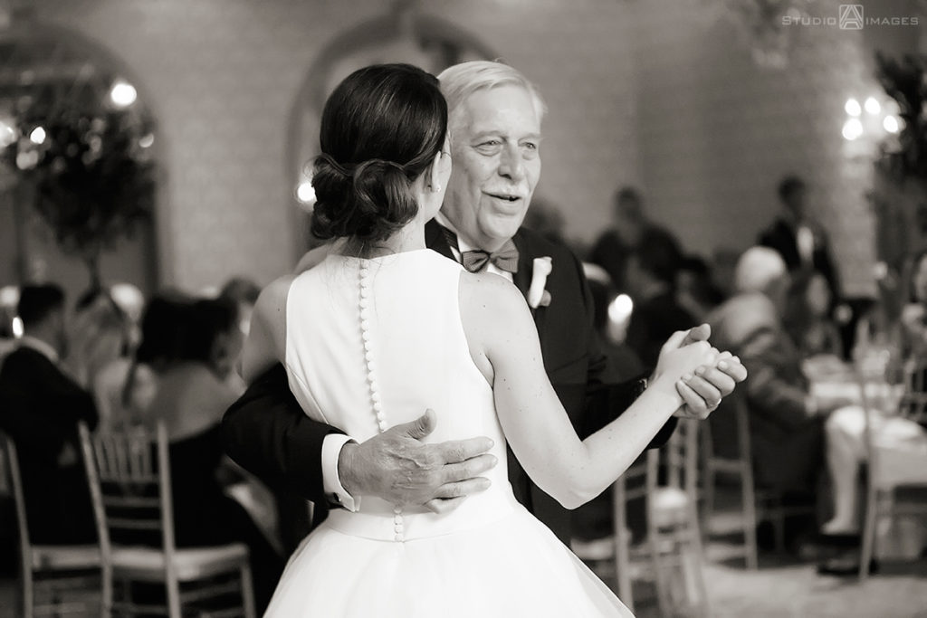 bride and her dad dancing during the wedding reception at The Madison Hotel in Morristown wedding