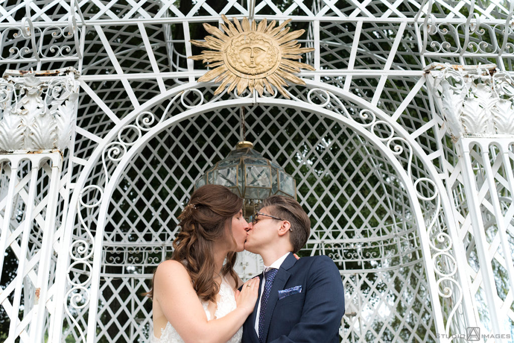 brides portrait on wedding day at The Rockleigh | Book Inspired Wedding Photos | Book Themed Wedding Photos | LGBTQ wedding
