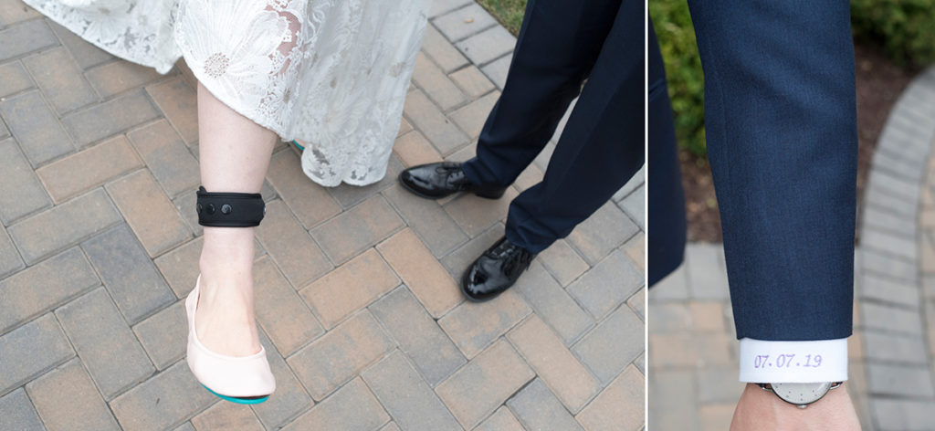 brides showing off their personal accessories on wedding day at The Rockleigh | Book Inspired Wedding Photos | Book Themed Wedding Photos | LGBTQ wedding