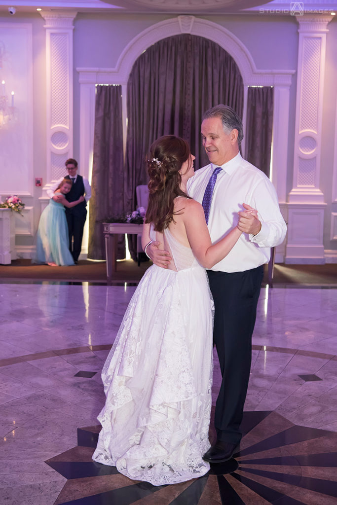dancing on wedding day at The Rockleigh | Book Inspired Wedding Photos | Book Themed Wedding Photos | LGBTQ wedding