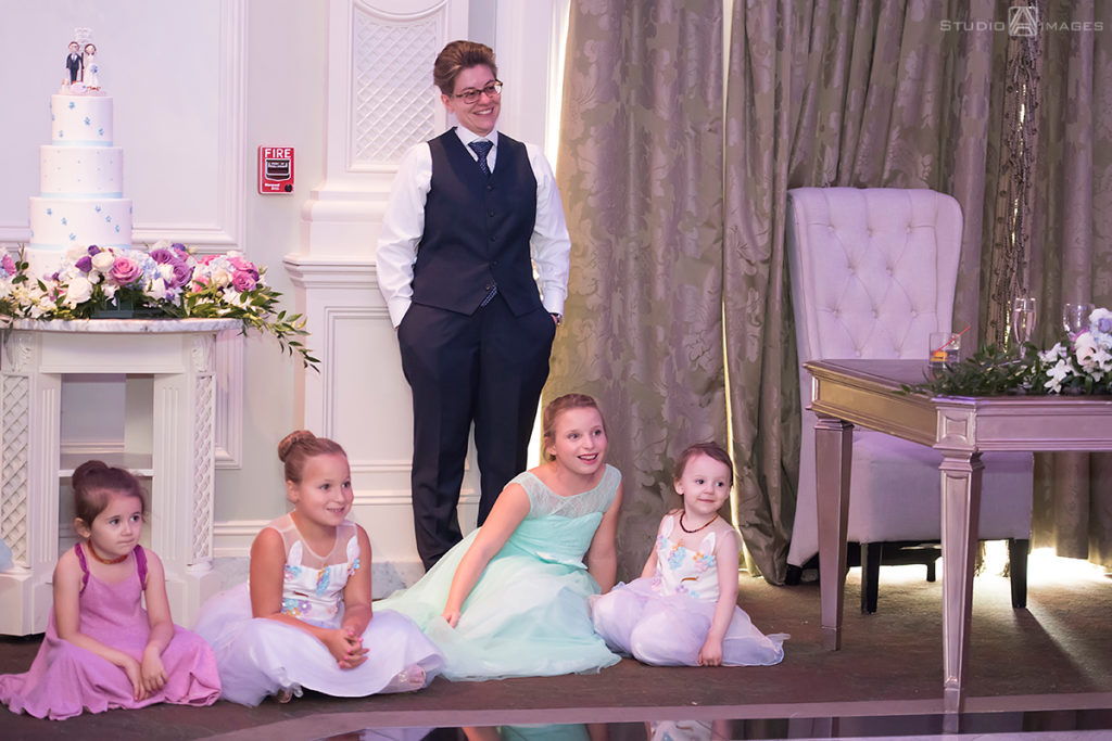 dancing on wedding day at The Rockleigh | Book Inspired Wedding Photos | Book Themed Wedding Photos | LGBTQ wedding