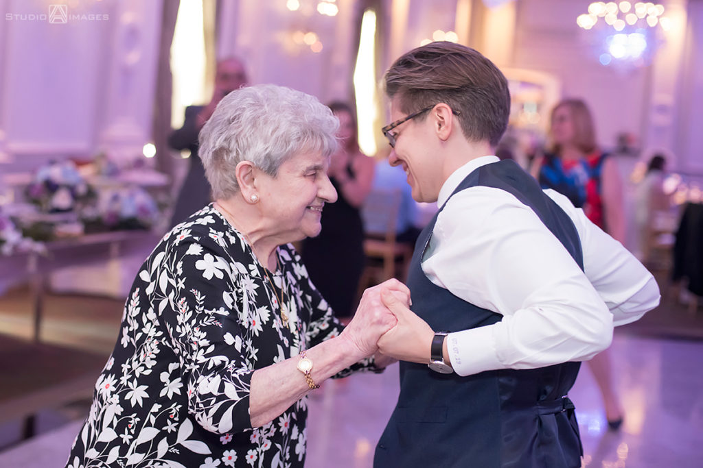 dancing on wedding day at The Rockleigh | Book Inspired Wedding Photos | Book Themed Wedding Photos | LGBTQ wedding