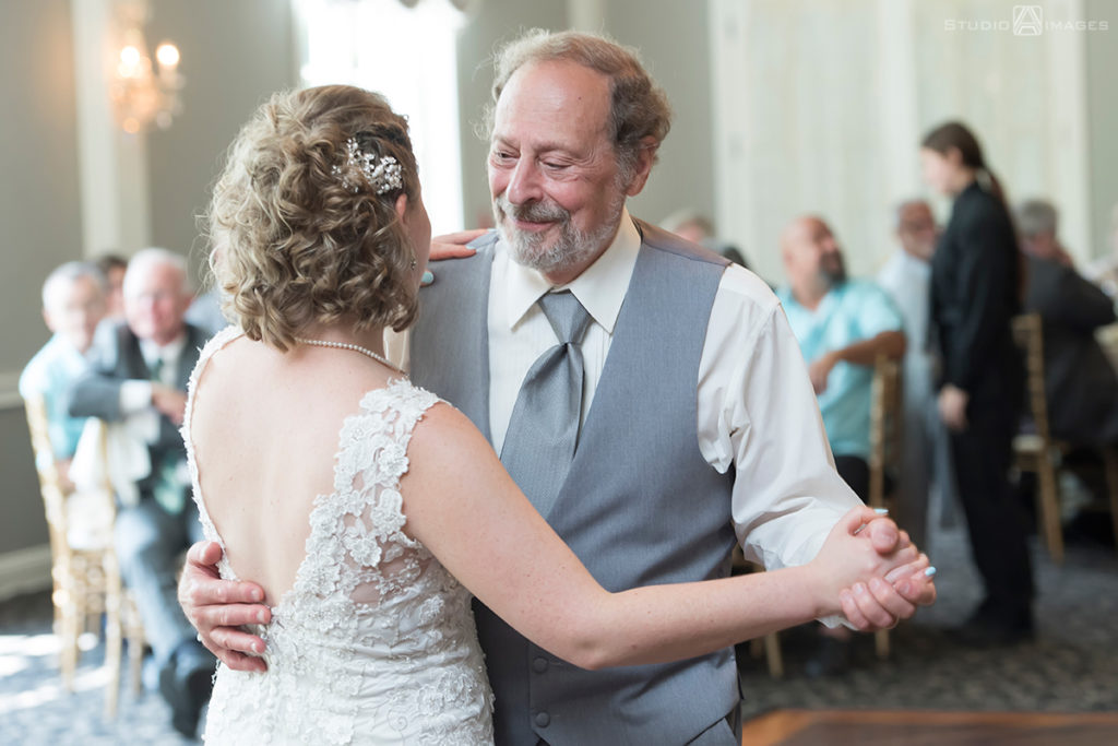 bride and father's first dance during their wedding reception at Pen Ryn Estate | Pen Ryn Estate Wedding Photos | Bucks County Wedding Photographer