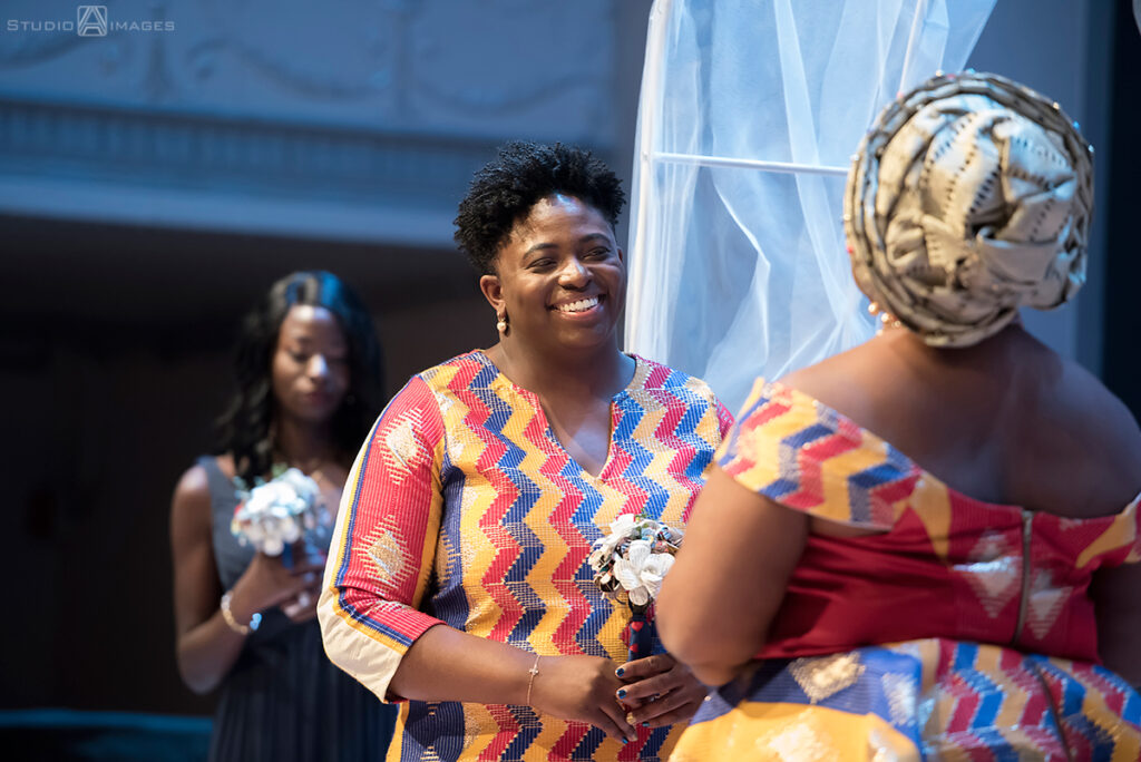 brides during wedding ceremony at their Brooklyn LGBTQ wedding 