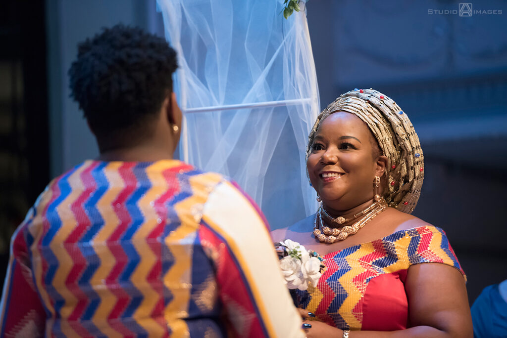 brides during wedding ceremony at their Brooklyn LGBTQ wedding 