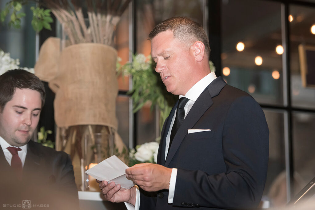 bride and groom during their wedding ceremony at Little Owl Townhouse, NYC