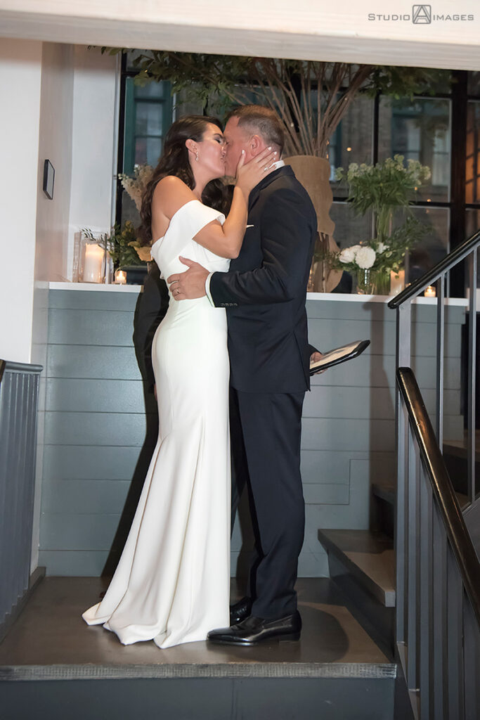 bride and groom during their wedding ceremony at Little Owl Townhouse, NYC