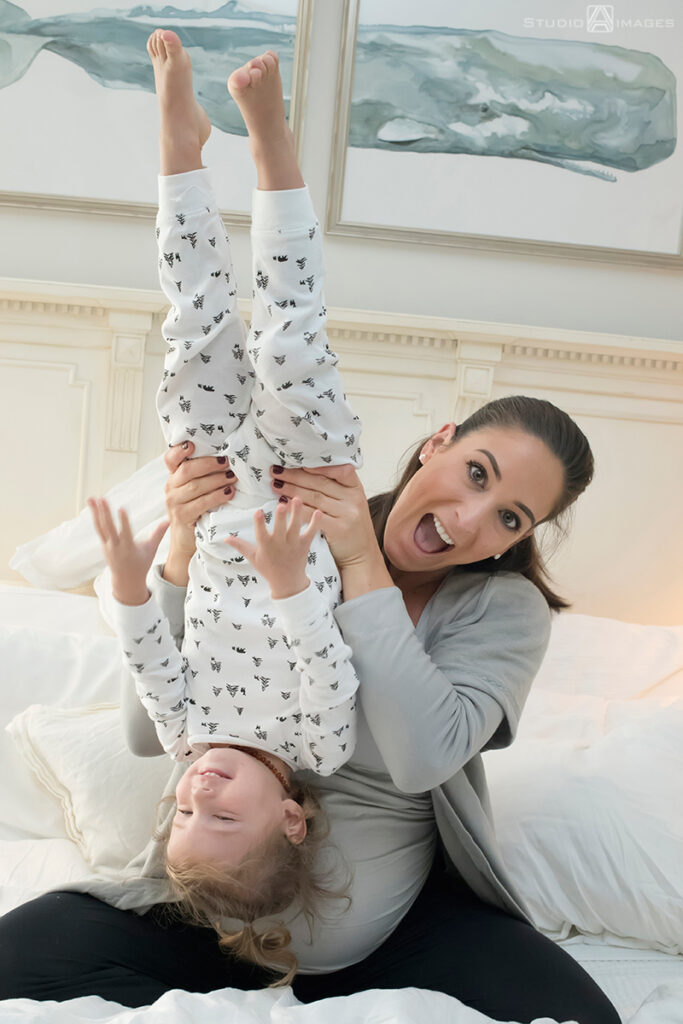 Long Island family photos of pregnant mom and son