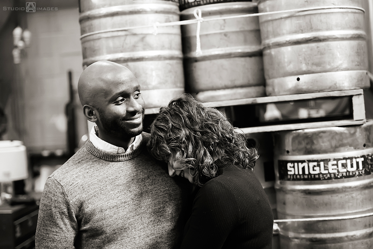 SingleCut Beersmiths Engagement Photos in Astoria