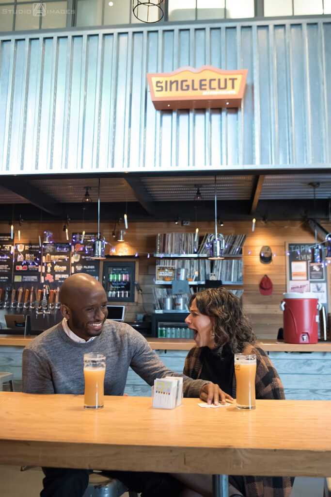SingleCut Beersmiths Engagement Photos in Astoria