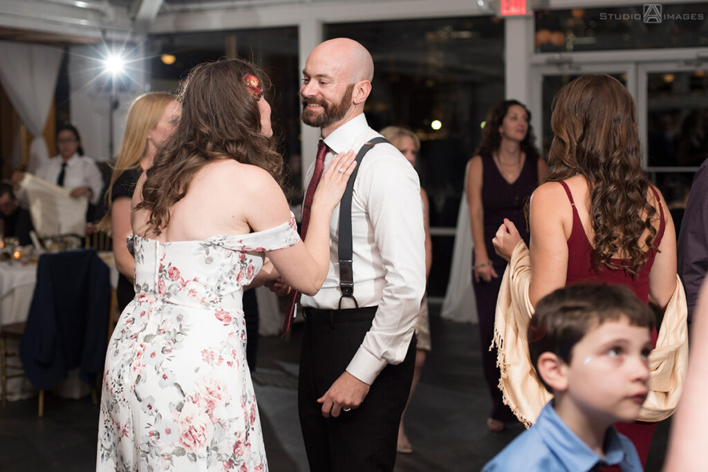 bride and groom at their wedding reception at Liberty House in Jersey City