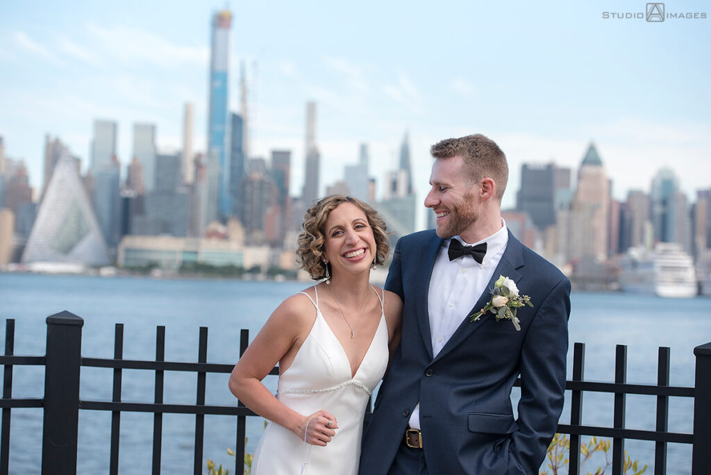 bride and groom on their wedding day in Weehawken