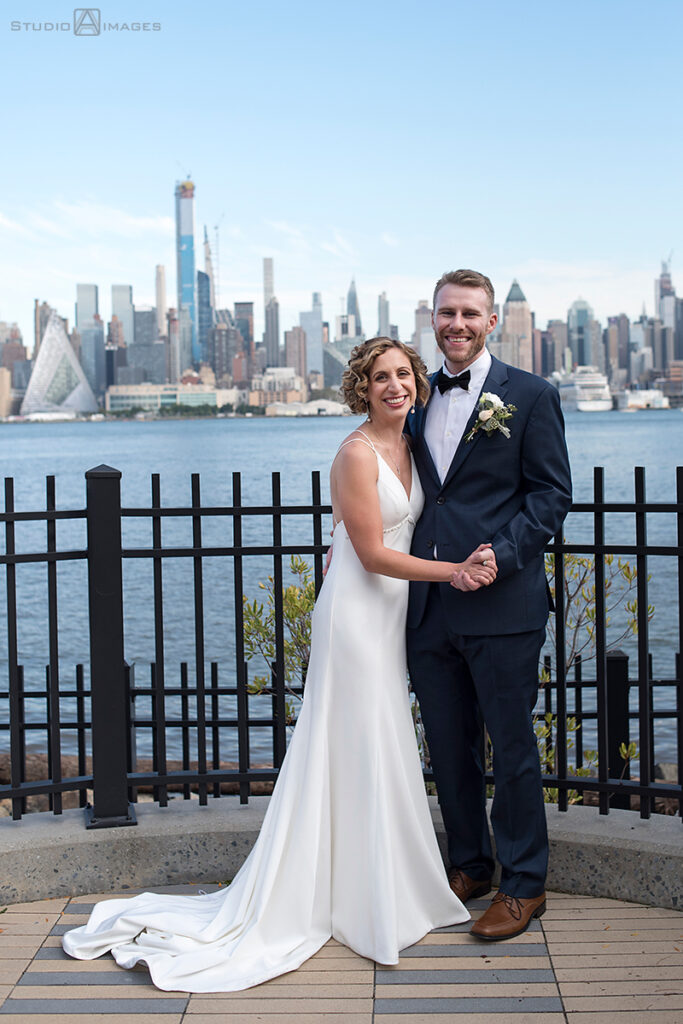 bride and groom on their wedding day in Weehawken