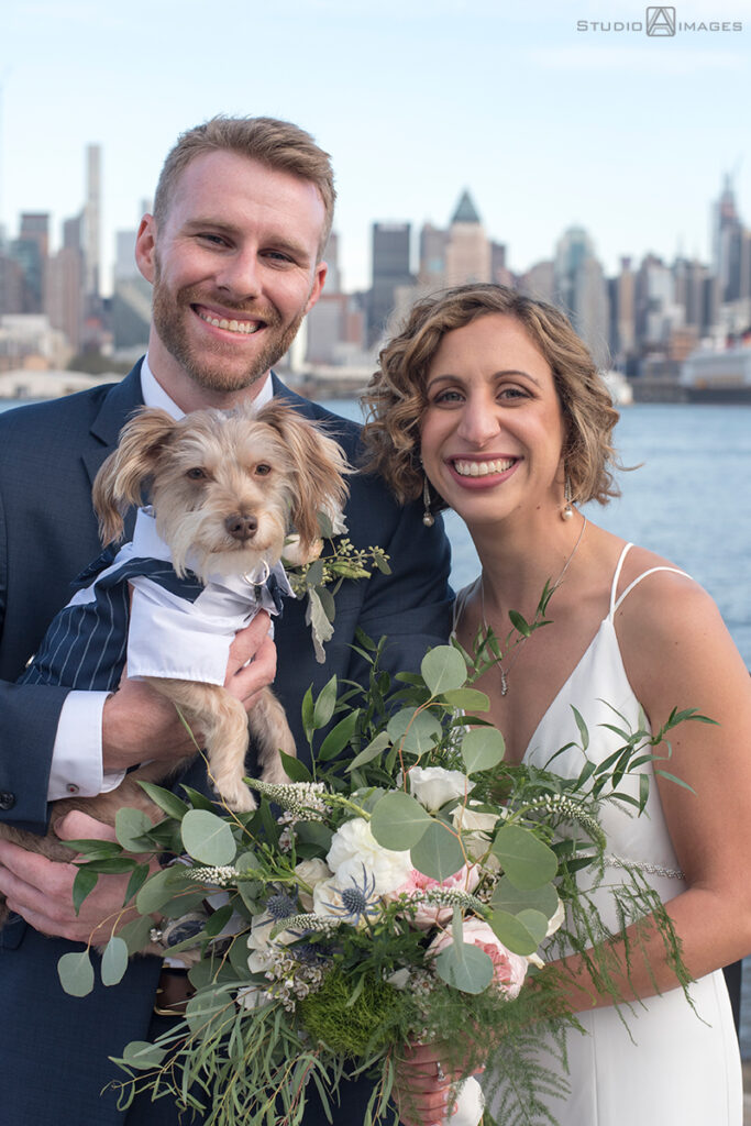 bride and groom on their wedding day in Weehawken