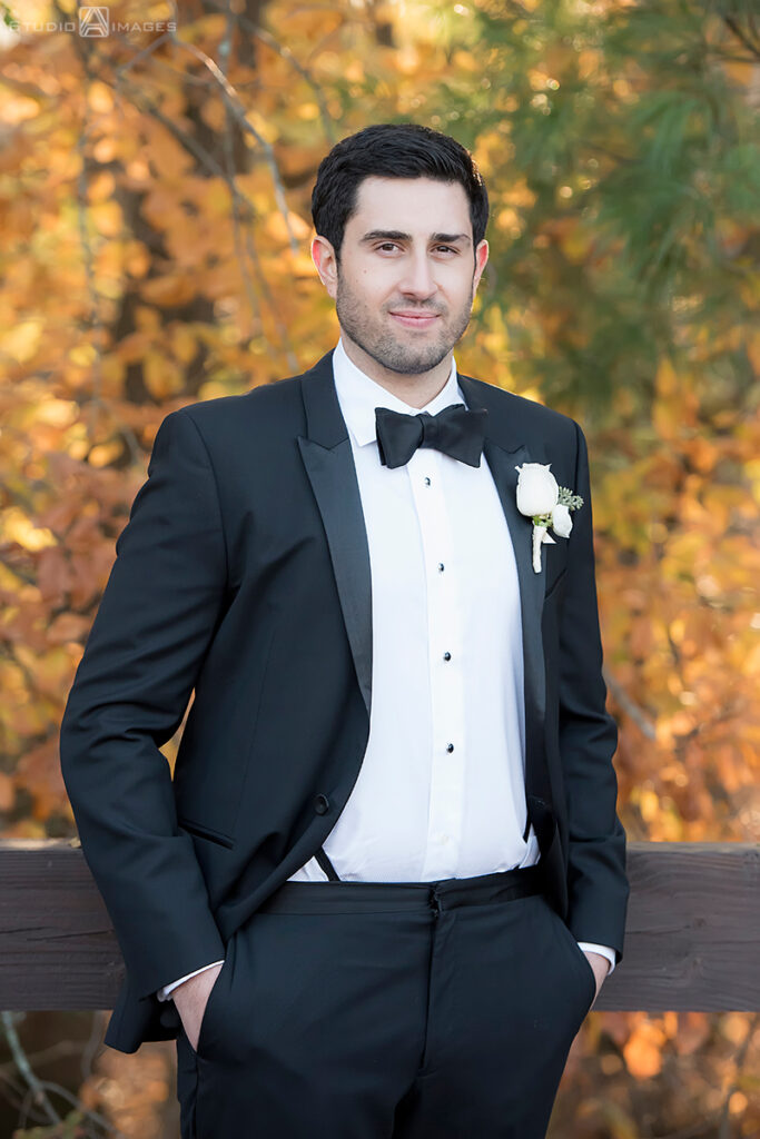 groom on their wedding day at Temple Emanu-El of Closter