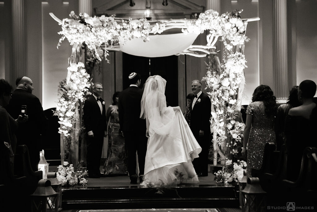Jewish wedding ceremony at Temple Emanu-El of Closter