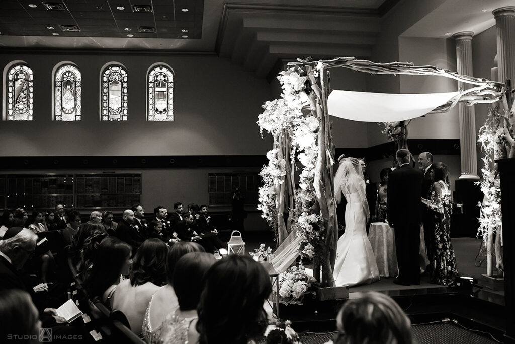 Jewish wedding ceremony at Temple Emanu-El of Closter
