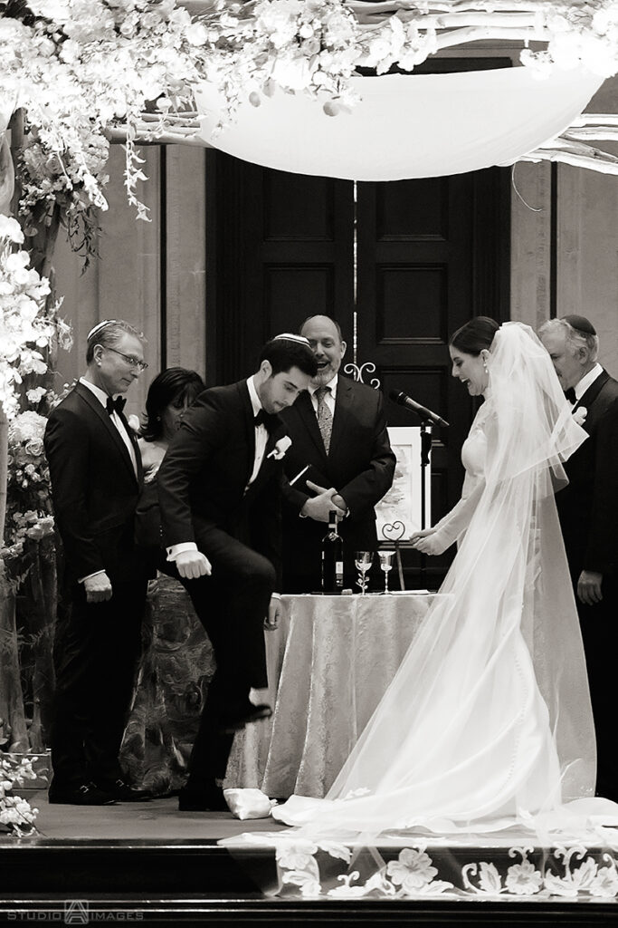 Jewish wedding ceremony at Temple Emanu-El of Closter