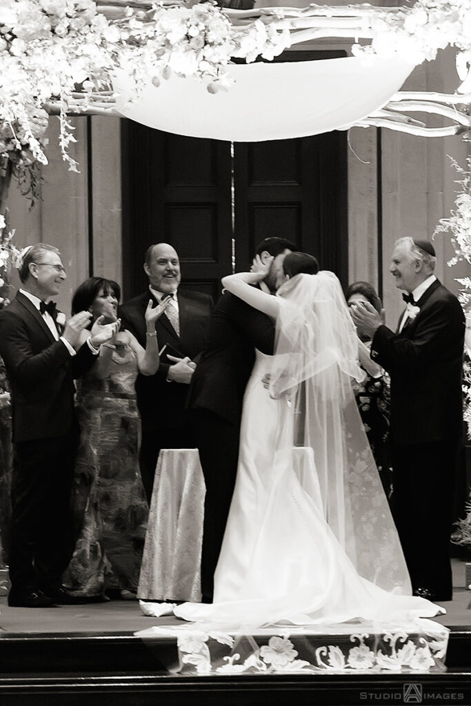 Jewish wedding ceremony at Temple Emanu-El of Closter