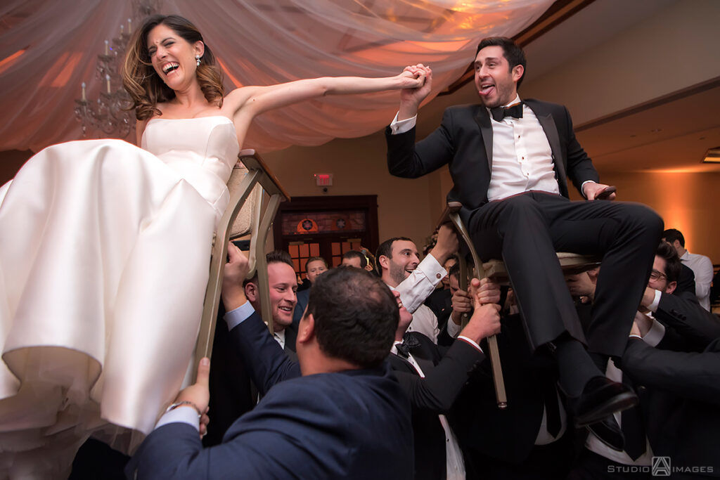 hora dance at wedding reception at Temple Emanu-El of Closter