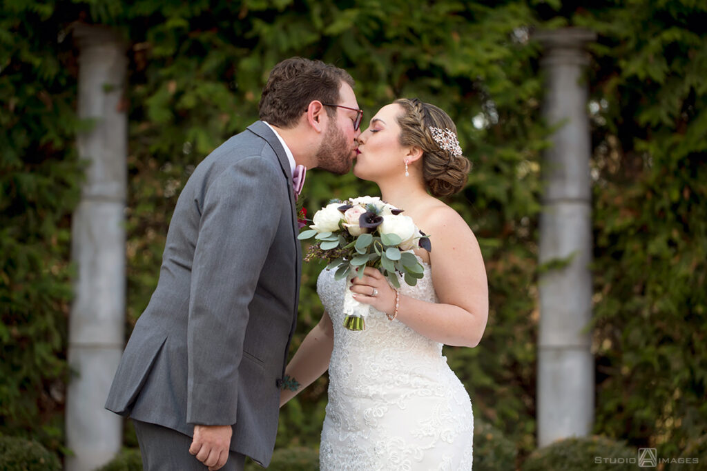 bride and groom's at Florentine Gardens on their wedding day