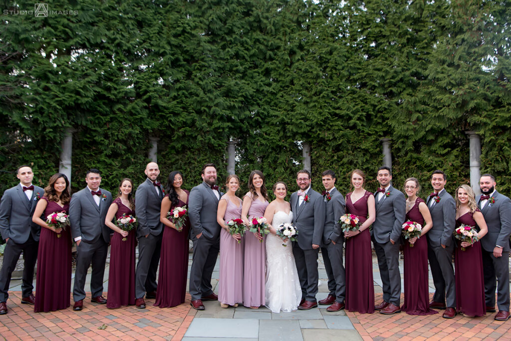 wedding party at Florentine Gardens on their wedding day