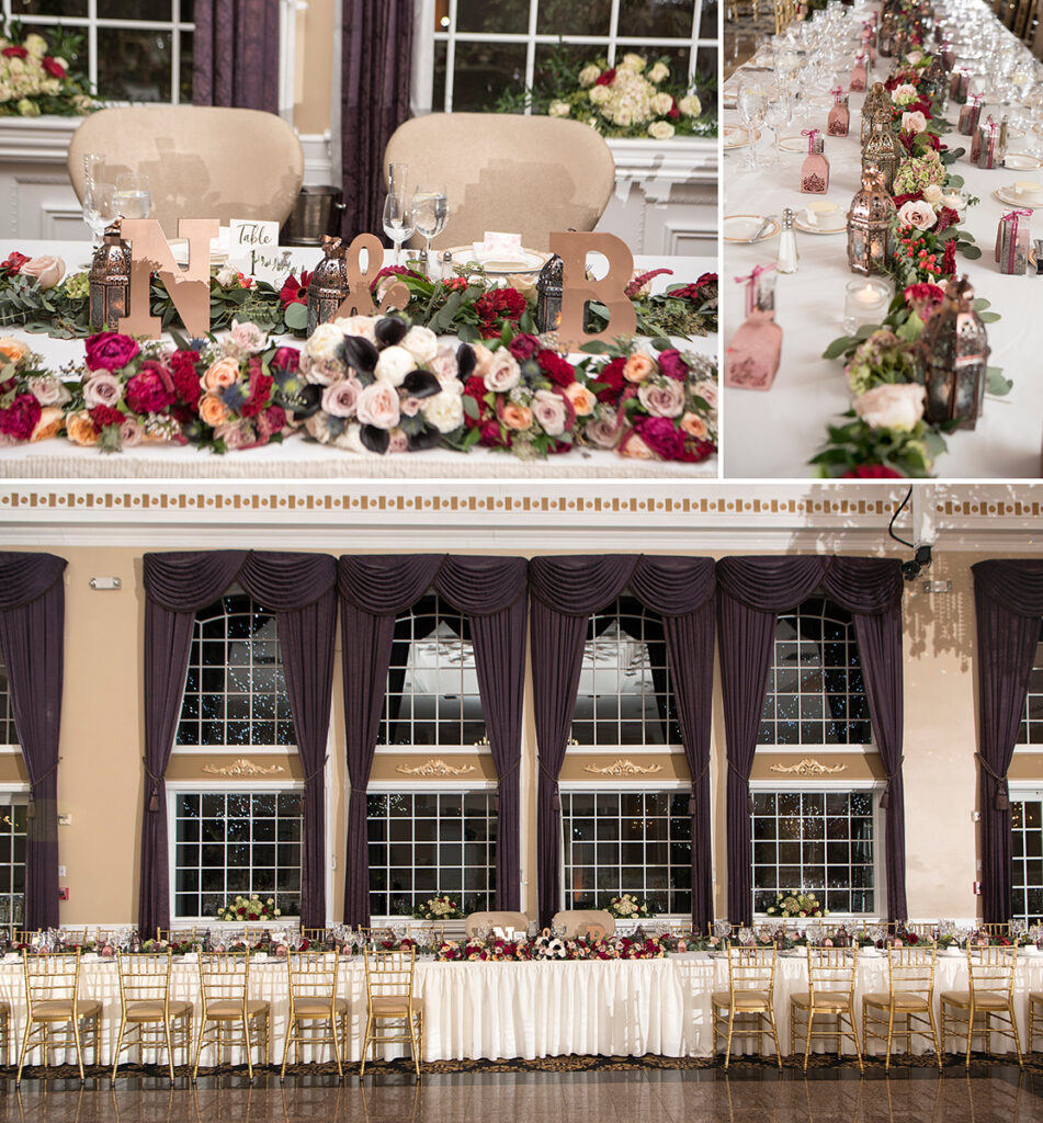 reception decor and decorations at Florentine Gardens wedding