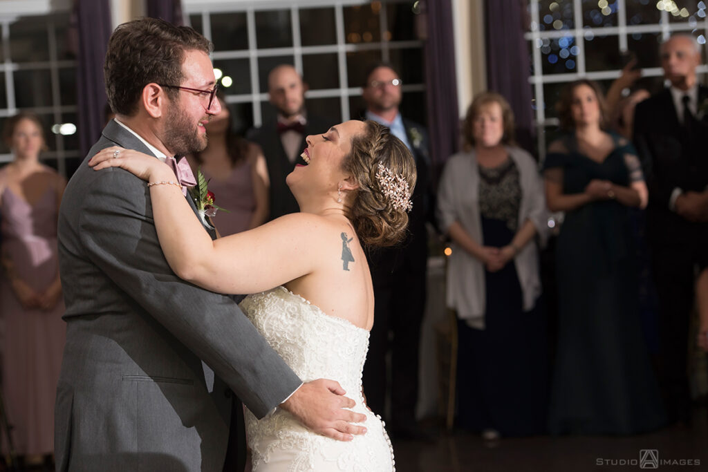bride and groom dance at their wedding reception at Florentine Gardens wedding