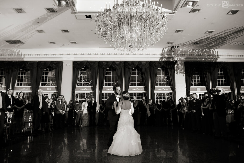 bride and groom dance at their wedding reception at Florentine Gardens wedding