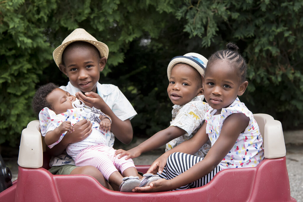 family on a walk during their Day in the Life family session in Scarsdale, New York