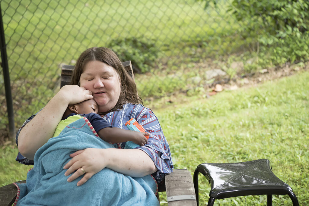 kids with their moms during their Day in the Life family session in Scarsdale, New York