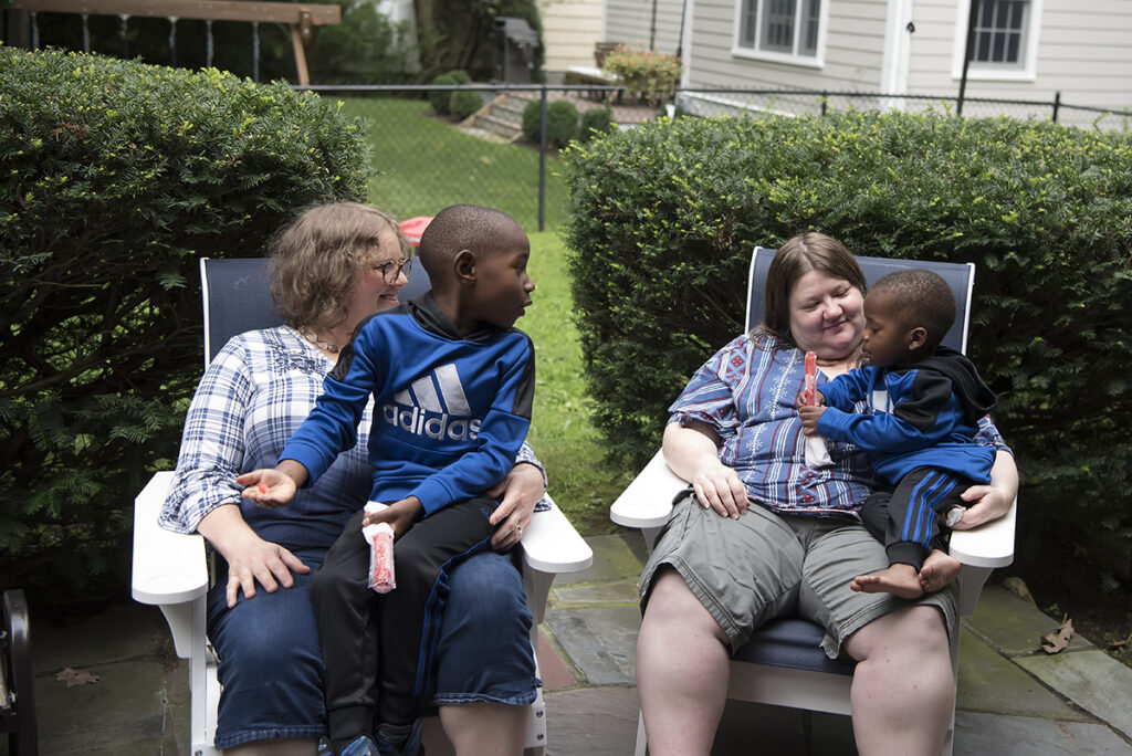 kids with their moms during their Day in the Life family session in Scarsdale, New York