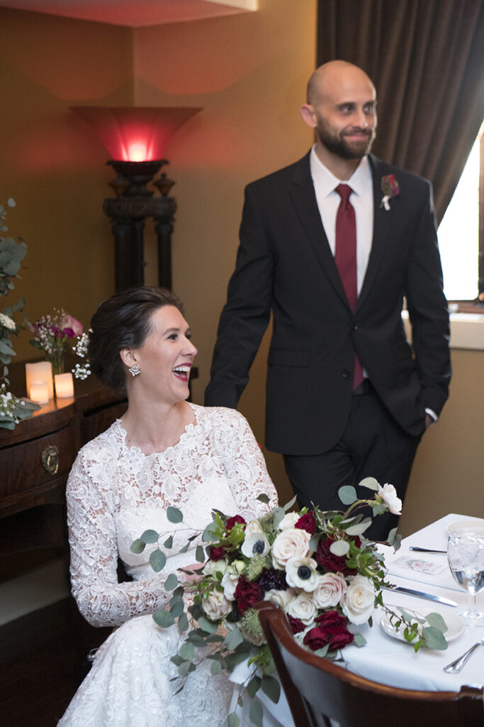 bride and groom on wedding day at  Moonstruck in Asbury Park