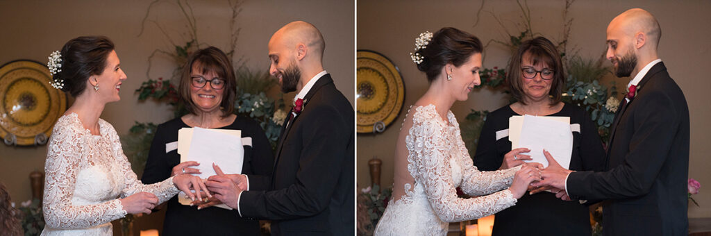 bride and groom during wedding ceremony on wedding day at  Moonstruck in Asbury Park