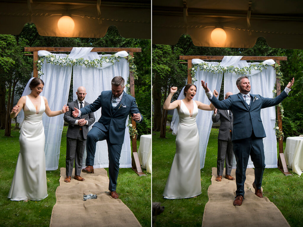 the conclusion of wedding ceremony at New York backyard wedding