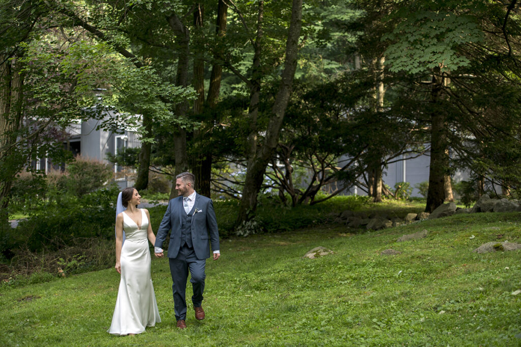 bride and groom on their wedding day in New York