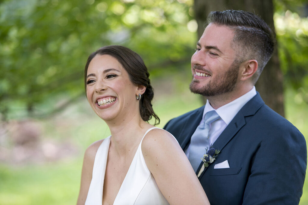 bride and groom on their wedding day in New York