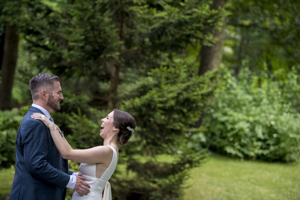 bride and groom on their wedding day in New York