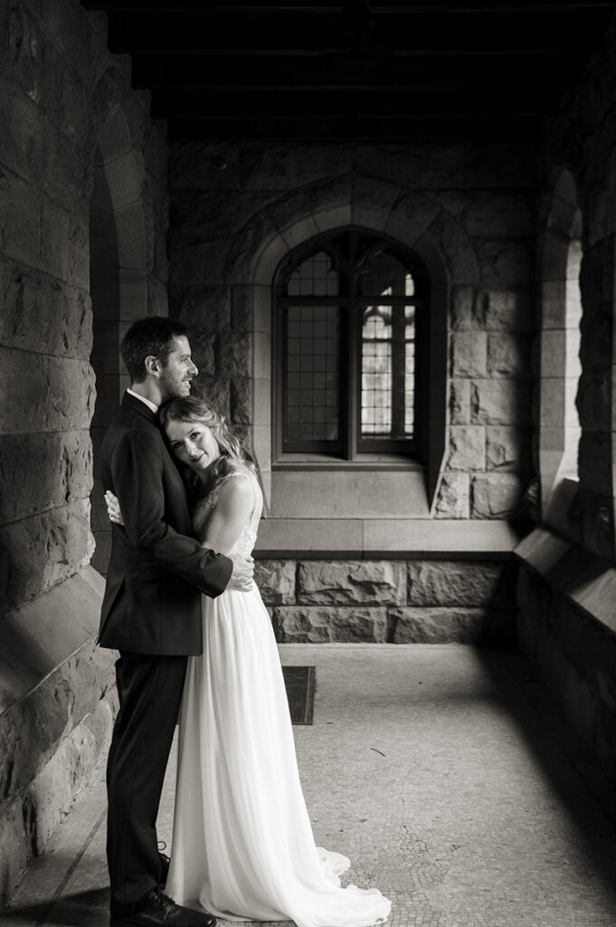 intimate wedding at Princeton University. bride and groom
