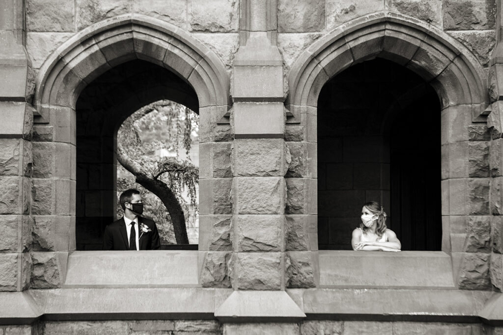 intimate wedding at Princeton University. bride and groom