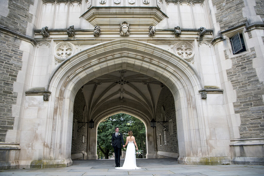 intimate wedding at Princeton University. bride and groom