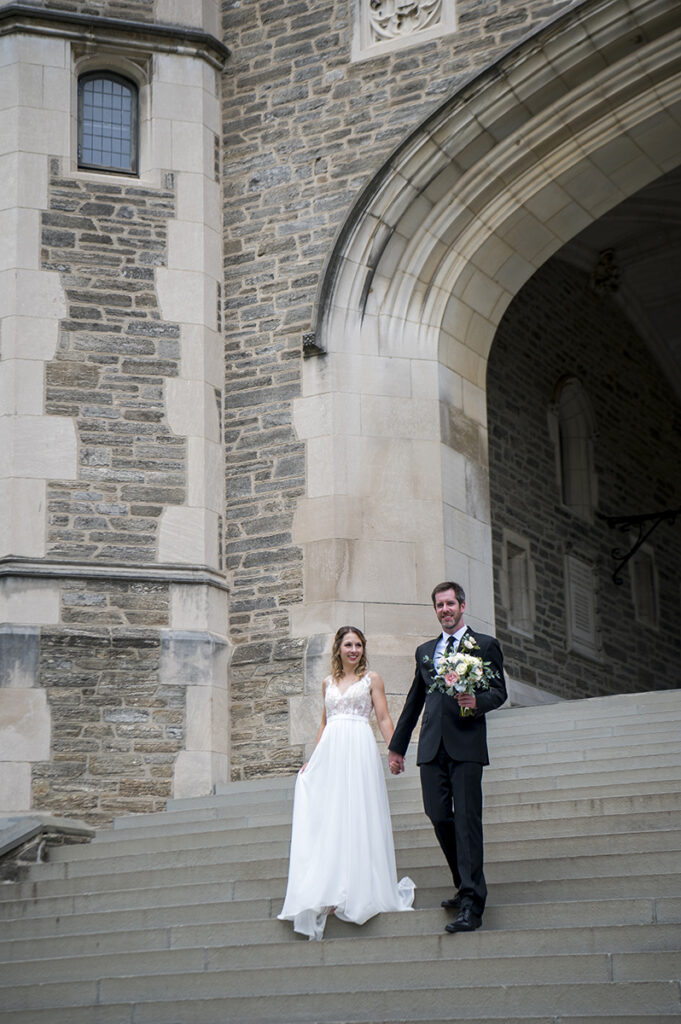 intimate wedding at Princeton University. bride and groom