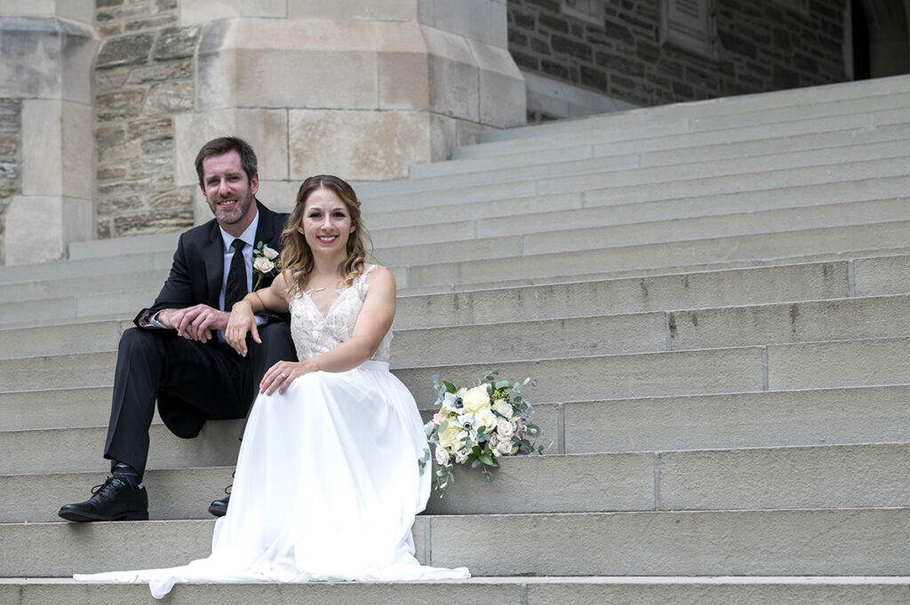 intimate wedding at Princeton University. bride and groom