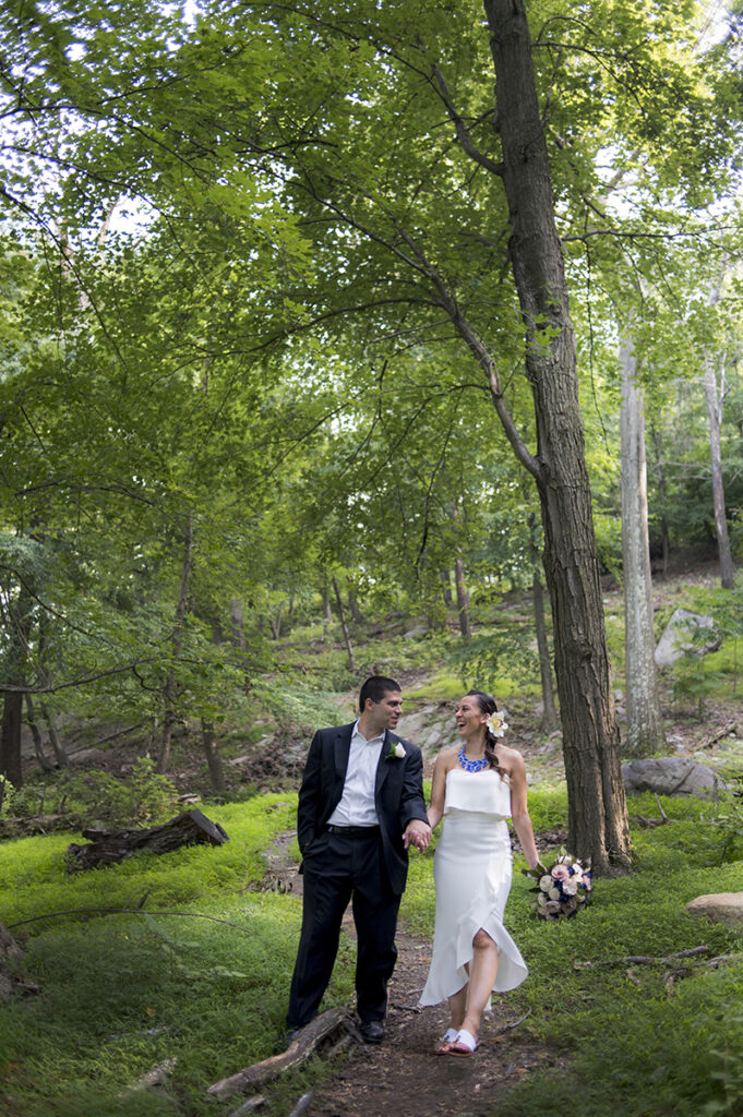 bride and groom on their wedding day at Bear Mountain in Hudson Valley