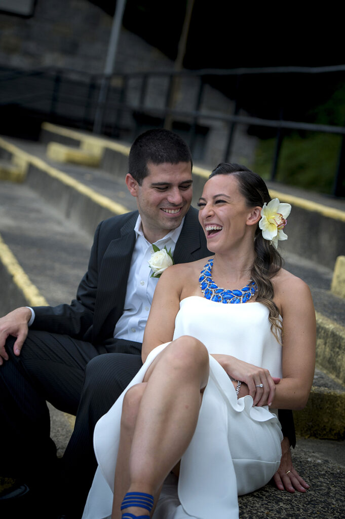 bride and groom on their wedding day at Bear Mountain in Hudson Valley