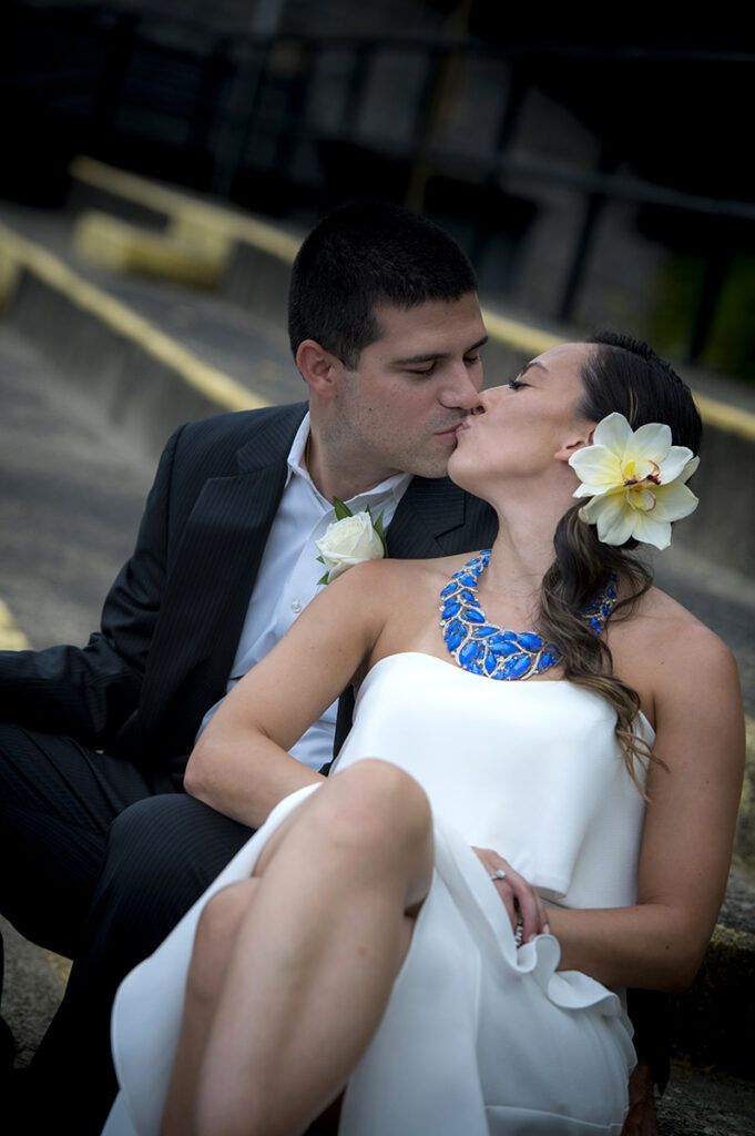 bride and groom on their wedding day at Bear Mountain in Hudson Valley