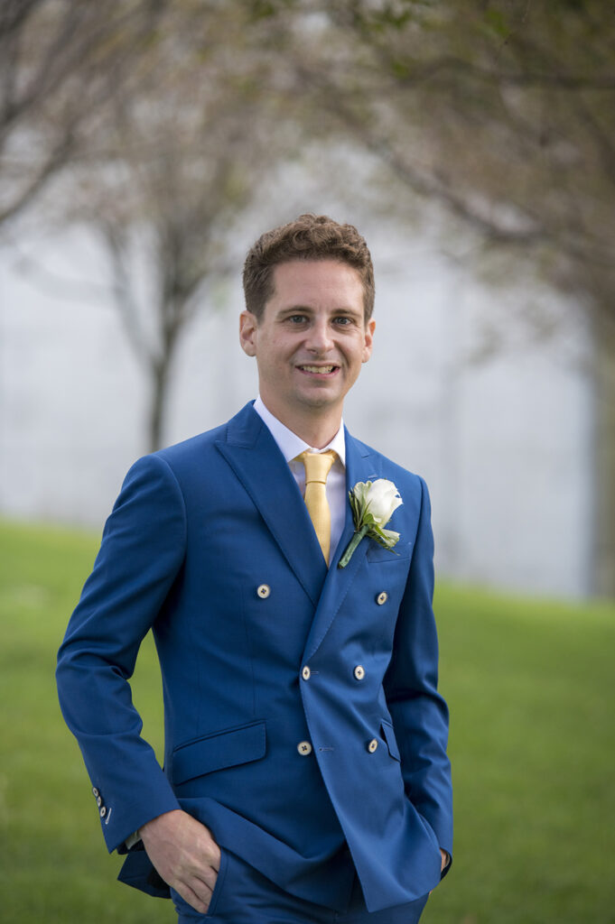 groom on their wedding day at Liberty House in Jersey City