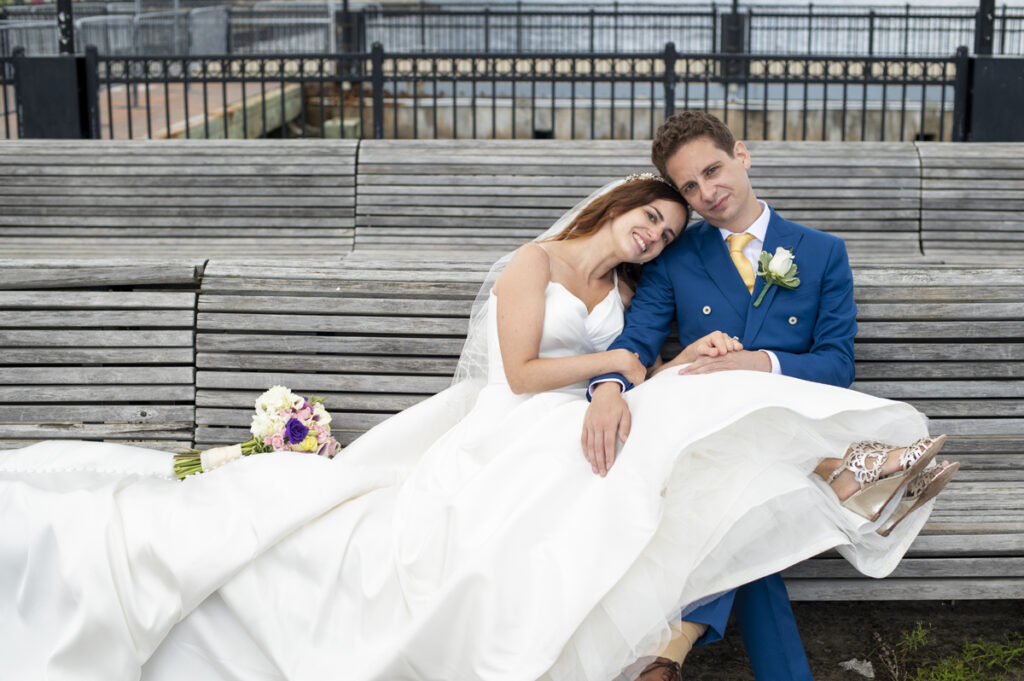 bride and groom on their wedding day at Liberty House in Jersey City